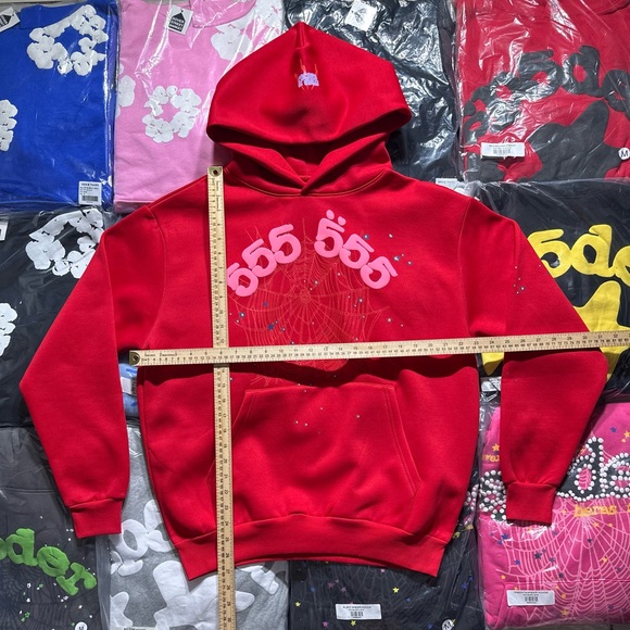 Sp5der Number 555 Hoodie ‘Red’ - Picture 2 of 5